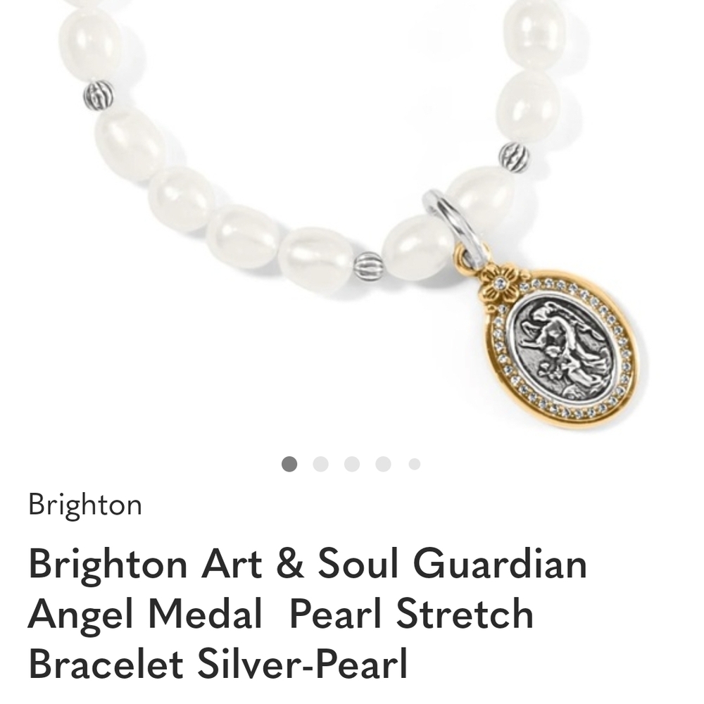 Brighton Silver and Gold Angel Medal Pearl Bracelet